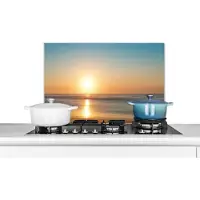 KitchenYeah Spatscherm keuken 60x40 cm - Kookplaat achterwand Zee - Kleuren - Zon - Muurbeschermer - Spatwand fornuis - Hoogwaardig aluminium