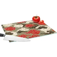 KitchenYeah Glazen Snijplank - 39x28 - Wolken - Azië - Patroon - Japan - Snijplanken Glas