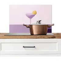 KitchenYeah Spatscherm keuken 70x50 cm - Kookplaat achterwand Cocktail - Paars - Minimalistisch - Citroen - Muurbeschermer - Spatwand fornuis - Hoogwaardig aluminium
