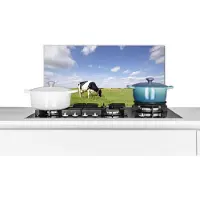 KitchenYeah Spatscherm keuken 60x30 cm - Kookplaat achterwand Koe - Gras - Nederland - Dieren - Muurbeschermer - Spatwand fornuis - Hoogwaardig aluminium