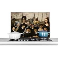 KitchenYeah Spatscherm keuken 80x55 cm - Kookplaat achterwand Collage - Schilderij - Oude Meesters - Muurbeschermer - Spatwand fornuis - Hoogwaardig aluminium