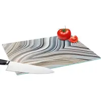 KitchenYeah Glazen Snijplank - 39x28 - Marmerlook - Steen - Lijnen - Luxe - Marmer - Snijplanken Glas
