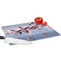 KitchenYeah Glazen Snijplank - 39x28 - Flamingo - Vogel - Water - Roze - Snijplanken Glas
