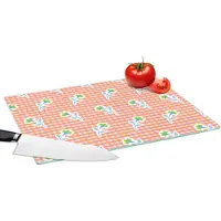 KitchenYeah Glazen Snijplank - 39x28 - Bloemen - Ruiten - Patroon - Snijplanken Glas