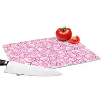 KitchenYeah Glazen Snijplank - 28x20 - Meiden - Hartjes - Roze - Patronen - Girl - Kindje - Kinderen - Snijplanken Glas