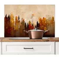 KitchenYeah Spatscherm keuken 100x65 cm - Kookplaat achterwand Natuur - Bomen - Kunst - Bruin - Beige - Muurbeschermer - Spatwand fornuis - Hoogwaardig aluminium
