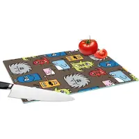 KitchenYeah Glazen Snijplank - 39x28 - Patronen - Monster - Dieren - Jongens - Kinderen - Kids - Snijplanken Glas