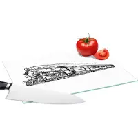 KitchenYeah Glazen Snijplank - 28x20 - Oude vintage vrachttrein - Snijplanken Glas