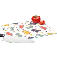 KitchenYeah Glazen Snijplank - 28x20 - Patronen - Dino - Sterren - Jongens - Jongetje - Baby - Kinderen - Kids - Snijplanken Glas