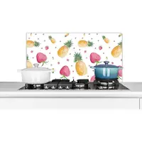 KitchenYeah Spatscherm keuken 90x45 cm - Kookplaat achterwand Fruit - Aquarel - Sjablonen - Muurbeschermer - Spatwand fornuis - Hoogwaardig aluminium