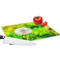 KitchenYeah Glazen Snijplank - 28x20 - Paardenbloem - Grasveld - Bloem - Snijplanken Glas