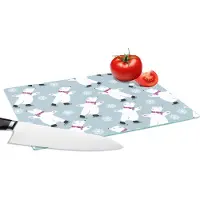 KitchenYeah Glazen Snijplank - 28x20 - Schaatsen - IJsbeer - Patronen - Snijplanken Glas
