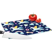 KitchenYeah Glazen Snijplank - 28x20 - Eenhoorn - Regenboog - Diamant - Patronen - Snijplanken Glas