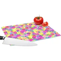 KitchenYeah Glazen Snijplank - 28x20 - Bloesem - Zomer - Regenboog - Bloem - Design - Snijplanken Glas