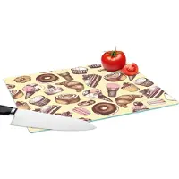 KitchenYeah Glazen Snijplank - 39x28 - Meisje - Eten - Taart - Patronen - Girl - Kids - Kinderen - Meiden - Snijplanken Glas