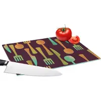 KitchenYeah Glazen Snijplank - 28x20 - Keukengerei - Patroon - Retro - Snijplanken Glas