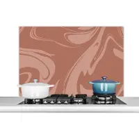 KitchenYeah Spatscherm keuken 100x65 cm - Kookplaat achterwand Marmer - Bruin - Chocolade - Muurbeschermer - Spatwand fornuis - Hoogwaardig aluminium