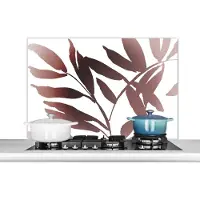 KitchenYeah Spatscherm keuken 100x65 cm - Kookplaat achterwand Bladeren - Design - Abstract - Muurbeschermer - Spatwand fornuis - Hoogwaardig aluminium
