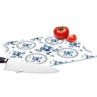 KitchenYeah Glazen Snijplank - 28x20 - Patroon - Folklore - Tulp - Snijplanken Glas