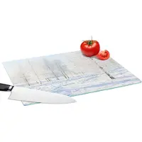 KitchenYeah Glazen Snijplank - 39x28 - Sneeuw - Bomen - Winter - Snijplanken Glas