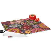 KitchenYeah Glazen Snijplank - 39x28 - Bloemen - Patroon - Lijn - Snijplanken Glas