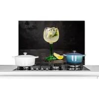 KitchenYeah Spatscherm keuken 80x55 cm - Kookplaat achterwand Drank - Wijnglas - Fruit - Muurbeschermer - Spatwand fornuis - Hoogwaardig aluminium