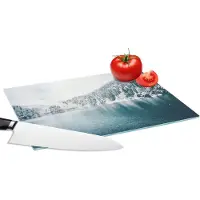 KitchenYeah Glazen Snijplank - 28x20 - Winter - Water - Sneeuw - Snijplanken Glas