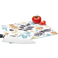 KitchenYeah Glazen Snijplank - 28x20 - Vintage - Bladeren - Noot - Patronen - Snijplanken Glas