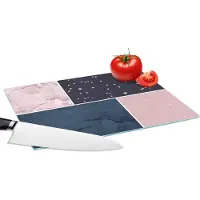 KitchenYeah Glazen Snijplank - 28x20 - Marmer - Blauw - Roze - Collage - Snijplanken Glas