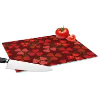 KitchenYeah Glazen Snijplank - 39x28 - Patroon - Klaver - Rood - Snijplanken Glas