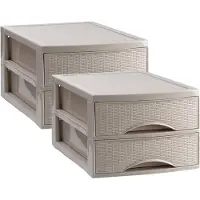 PlasticForte Ladekastje bureau organizer SORTED - 2x - 2 lades - beige - L26 x B35 x H19 cm - kunststof - organiseren