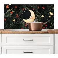 KitchenYeah Spatscherm keuken 100x50 cm - Kookplaat achterwand Maan - Bloemen - Nachthemel - Muurbeschermer - Spatwand fornuis - Hoogwaardig aluminium