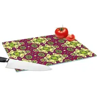 KitchenYeah Glazen Snijplank - 39x28 - Patroon - Versiering - Groen - Snijplanken Glas