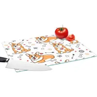 KitchenYeah Glazen Snijplank - 39x28 - Hond - Corgi - Patronen - Snijplanken Glas