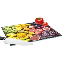 KitchenYeah Glazen Snijplank - 39x28 - Fruit - Regenboog - Kleuren - Snijplanken Glas