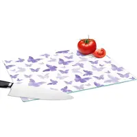 KitchenYeah Glazen Snijplank - 39x28 - Vlinder - Paars - Patronen - Snijplanken Glas