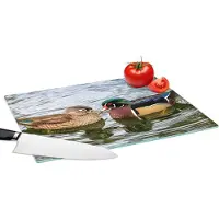KitchenYeah Glazen Snijplank - 39x28 - Eend - Vogels - Water - Veren - Dieren - Snijplanken Glas