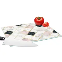 KitchenYeah Glazen Snijplank - 28x20 - Marmer - Geometrische vormen - Patronen - Luxe - Snijplanken Glas