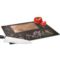 KitchenYeah Glazen Snijplank - 39x28 - Snijplank - Kruiden - Lepel - Snijplanken Glas