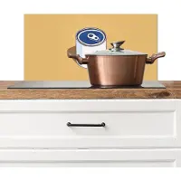 KitchenYeah Spatscherm keuken 60x30 cm - Kookplaat achterwand Blikje - Minimalistisch - Blauw - Illustratie - Muurbeschermer - Spatwand fornuis - Hoogwaardig aluminium