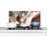 KitchenYeah Spatscherm keuken 80x40 cm - Kookplaat achterwand Kristal - Regenboog - Graniet print - Muurbeschermer - Spatwand fornuis - Hoogwaardig aluminium