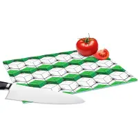 KitchenYeah Glazen Snijplank - 28x20 - Blokken - Patronen - 3D - Groen - Snijplanken Glas