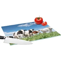 KitchenYeah Glazen Snijplank - 39x28 - Koeien - Platteland - Weiland - Natuur - Dieren - Snijplanken Glas