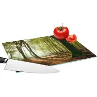KitchenYeah Glazen Snijplank - 28x20 - Bos - Zon - Seizoenen - Landschap - Snijplanken Glas