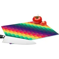 KitchenYeah Glazen Snijplank - 28x20 - Regenboog - Patronen - Pixel - Snijplanken Glas