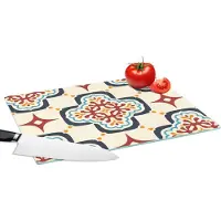 KitchenYeah Glazen Snijplank - 39x28 - Bloemen - Tegel - Vector - Patroon - Snijplanken Glas