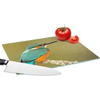 KitchenYeah Glazen Snijplank - 28x20 - IJsvogel - Dieren - Vogel - Snijplanken Glas