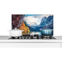 KitchenYeah Spatscherm keuken 90x45 cm - Kookplaat achterwand Bergen - Meer - Pad - Natuur - Water - Muurbeschermer - Spatwand fornuis - Hoogwaardig aluminium