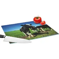 KitchenYeah Glazen Snijplank - 39x28 - Koe - Gras - Dieren - Snijplanken Glas