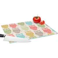 KitchenYeah Glazen Snijplank - 39x28 - Patronen - Uil - Vogels - Snijplanken Glas